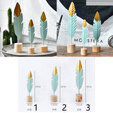 Max Creative Iron Feather Shaped Decorative Desk Ornaments Home Decor Green L