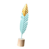 Max Creative Iron Feather Shaped Decorative Desk Ornaments Home Decor Green L