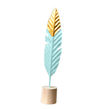 Max Creative Iron Feather Shaped Decorative Desk Ornaments Home Decor Green L