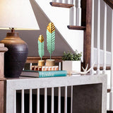 Max Creative Iron Feather Shaped Decorative Desk Ornaments Home Decor Green M