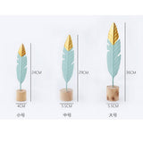 Max Creative Iron Feather Shaped Decorative Desk Ornaments Home Decor Green M