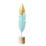 Max Creative Iron Feather Shaped Decorative Desk Ornaments Home Decor Green M