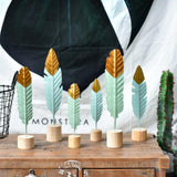 Max Creative Iron Feather Shaped Decorative Desk Ornaments Home Decor Green M