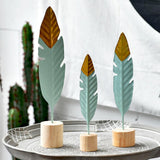 Max Creative Iron Feather Shaped Decorative Desk Ornaments Home Decor Green M