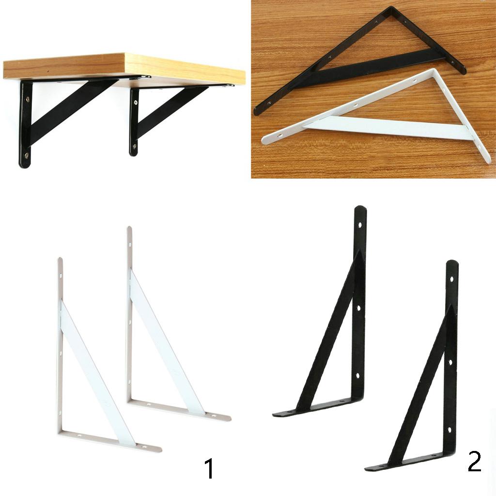 Maxbell  2-Piece Metal L Shaped Wall Shelf Bracket Rack Support 400x250x3mm Black