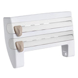 Maxbell Wall Mount Kitchen Roll Holder Cling Film Storage Rack Foil Cutter White