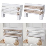 Maxbell Wall Mount Kitchen Roll Holder Cling Film Storage Rack Foil Cutter White