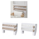 Maxbell Wall Mount Kitchen Roll Holder Cling Film Storage Rack Foil Cutter White