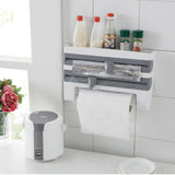 Maxbell Wall Mount Kitchen Roll Holder Cling Film Storage Rack Foil Cutter White