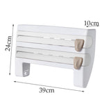 Maxbell Wall Mount Kitchen Roll Holder Cling Film Storage Rack Foil Cutter White