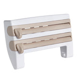 Maxbell Wall Mount Kitchen Roll Holder Cling Film Storage Rack Foil Cutter Khaki