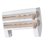 Maxbell Wall Mount Kitchen Roll Holder Cling Film Storage Rack Foil Cutter Khaki