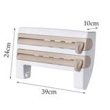 Maxbell Wall Mount Kitchen Roll Holder Cling Film Storage Rack Foil Cutter Khaki