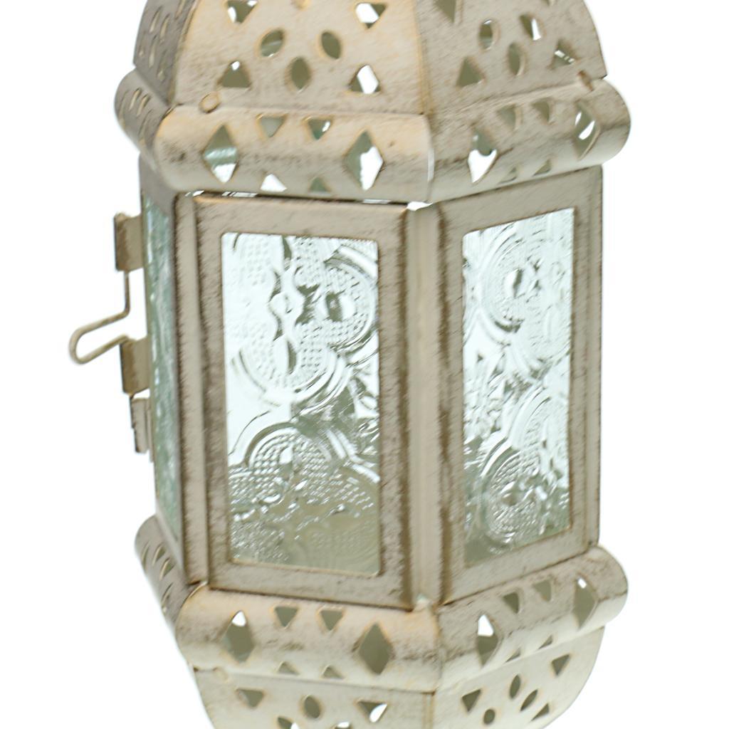 Iron Chain Hanging Glass Candlestick Candle Holder Lantern Lamp White