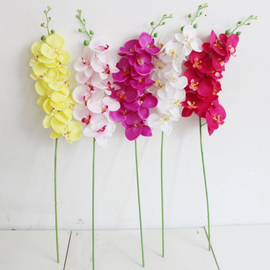 Artificial Phaleanopsis 9 Head Home Decorative Orchid Flower Bonsai Purple