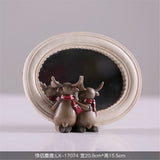 Maxbell 2Pcs/Set Creative Elk Owl Figurine Standing Sculpture Home Desk Decor #1