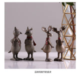 Maxbell 2Pcs/Set Creative Elk Owl Figurine Standing Sculpture Home Desk Decor #3