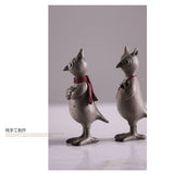 Maxbell 2Pcs/Set Creative Elk Owl Figurine Standing Sculpture Home Desk Decor #3