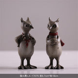 Maxbell 2Pcs/Set Creative Elk Owl Figurine Standing Sculpture Home Desk Decor #3