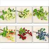 Plastic Artificial Fake Plant Fruit Berries Branches Home Cafe Decor Red