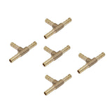 Max Maxb 5pcs Brass T Type Joiner Fuel Hose Joiner Tee Connector Air Water Gas 6mm