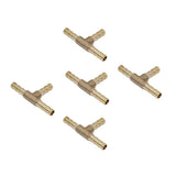 Max Maxb 5pcs Brass T Type Joiner Fuel Hose Joiner Tee Connector Air Water Gas 6mm