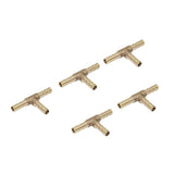 Max Maxb 5pcs Brass T Type Joiner Fuel Hose Joiner Tee Connector Air Water Gas 6mm