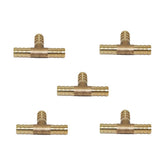 Max Maxb 5pcs Brass T Type Joiner Fuel Hose Joiner Tee Connector Air Water Gas 10mm