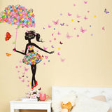 Max kitchen bedroom Wall Stickers Art Room Removable Decals  umbrella girl