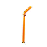 Creative Reusable Bent Glass Tube Drinking Straw + Cleaning Brush Orange