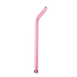 Eco friendly Curved Glass Drinking Straws with Cleaning Brush Pink