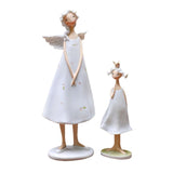 2Pcs Figurine Ornament Resin Angels Mother And Daughter Home Office Desk Decor