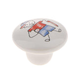 Max Maxb Cartoon Ceramic Single Hole Round Wardrobe Kitchen Door Knob Baseball boy