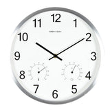 Max Maxb Minimalist Non-Ticking Quartz Wall Clock Thermometer Hygrometer Silver