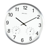 Max Maxb Minimalist Non-Ticking Quartz Wall Clock Thermometer Hygrometer Silver