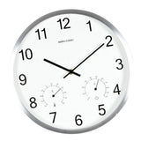 Max Maxb Minimalist Non-Ticking Quartz Wall Clock Thermometer Hygrometer Silver