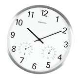 Max Maxb Minimalist Non-Ticking Quartz Wall Clock Thermometer Hygrometer Silver