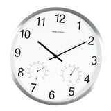 Max Maxb Minimalist Non-Ticking Quartz Wall Clock Thermometer Hygrometer Silver