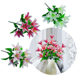 6x Artificial Lily Flowers Single Long Stem Bouquet Home Decor white