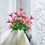 Maxbell 6x Artificial Lily Flowers Single Long Stem Bouquet Home Decor Dark Pink
