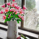 Maxbell 6x Artificial Lily Flowers Single Long Stem Bouquet Home Decor Dark Pink