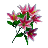 Maxbell 6x Artificial Lily Flowers Single Long Stem Bouquet Home Decor Dark Pink