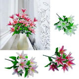 Maxbell 6x Artificial Lily Flowers Single Long Stem Bouquet Home Decor Dark Pink