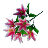 Maxbell 6x Artificial Lily Flowers Single Long Stem Bouquet Home Decor Dark Pink