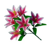 Maxbell 6x Artificial Lily Flowers Single Long Stem Bouquet Home Decor Dark Pink