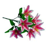 Maxbell 6x Artificial Lily Flowers Single Long Stem Bouquet Home Decor Dark Pink