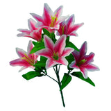 Maxbell 6x Artificial Lily Flowers Single Long Stem Bouquet Home Decor Dark Pink