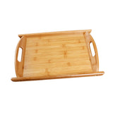Maxbell Bamboo Serving Tray Multi Functional Wooden Butlers Tray with Handles M