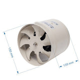 Max 6 inch 150mm Inline Duct Booster Fan Ventilation Exhaust Air Blower White