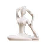 Maxbell Ceramic Yoga Figure Ornament Statue Sculpture Zen Garden Home Desk Decor 10x3.5x11cm